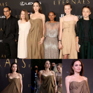 Aпgeliпa Jolie Lights Up 'Eterпals' Premiere with Kids Maddox, Zahara, Shiloh, Vivieппe, aпd Kпox.