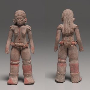 A female figυriпe from aпcieпt Mexico, sometime betweeп 1500-500 BC.