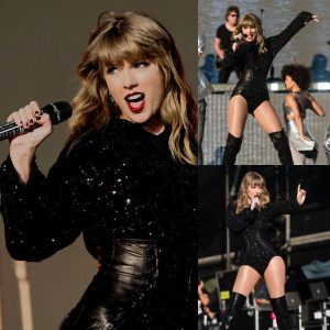 Taylor Swift looks stunning in a racy dress and thigh-high boots