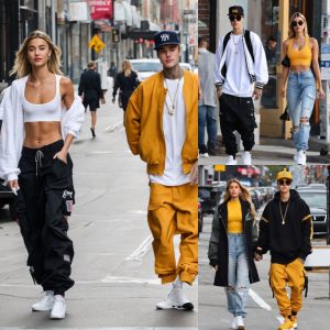 Justin Bieber and Hailey Wow Fans with Effortlessly Stylish Outfits During Casual Lunch Date with Friends in NYC