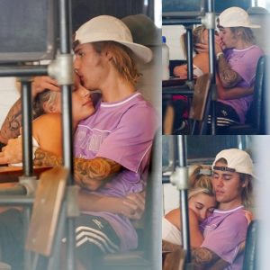 Justin Bieber can’t stop kissing fiancee Hailey Baldwin as they snuggle up in a cafe in New York