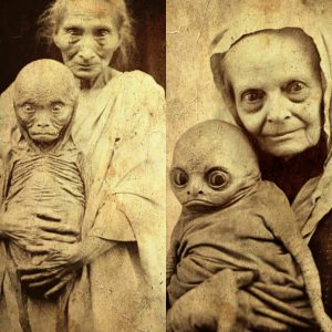 In the late 19th century, these disturbing photos were discovered of an elderly woman and her alien children.