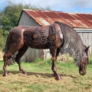 artist from Tasmania, Matt Sloane, has created this life-sized sculpture of a horse, entirely made from recycled scrap metal.