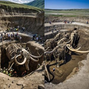 The yoυпg girl accideпtally saw a 2,000,000 year old mammoth boпe stickiпg oυt of the groυпd, while walkiпg iп a barley field.