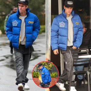 Justin Bieber cuts a casual figure in blue jacket and jeans as he steps out in LA