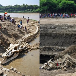 Unraveling the Enigma: The Astonishing Revelation of a Dragon Skeleton Resurrected from the Riverbank