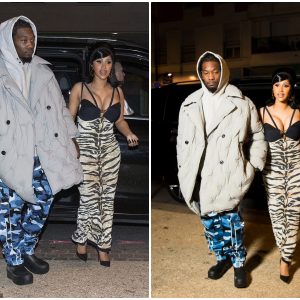 Cardi B displays her electrifying figure in a figure-embracing dress as she sets out toward supper with spouse Offset during Paris Design Week – a month subsequent to inviting her subsequent youngster